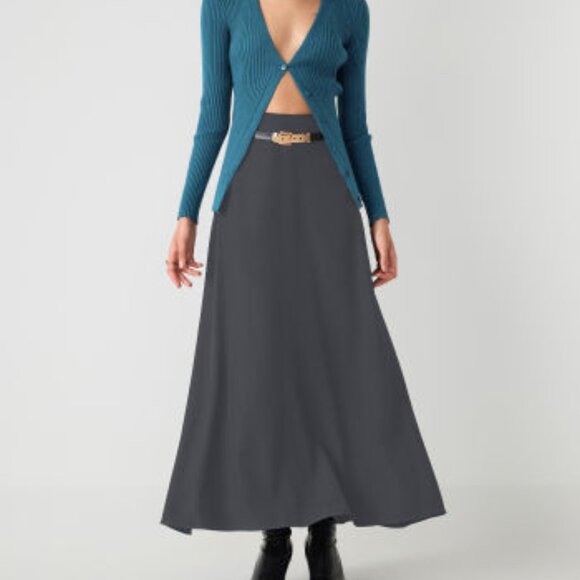 Cider Dresses & Skirts - High Waist Solid Pleated Maxi Skirt